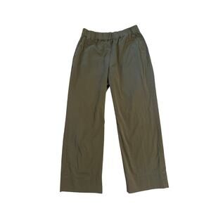 Women L Everlane Green Easy Pants Organic Cotton Pull-On Stretch Elastic Waist